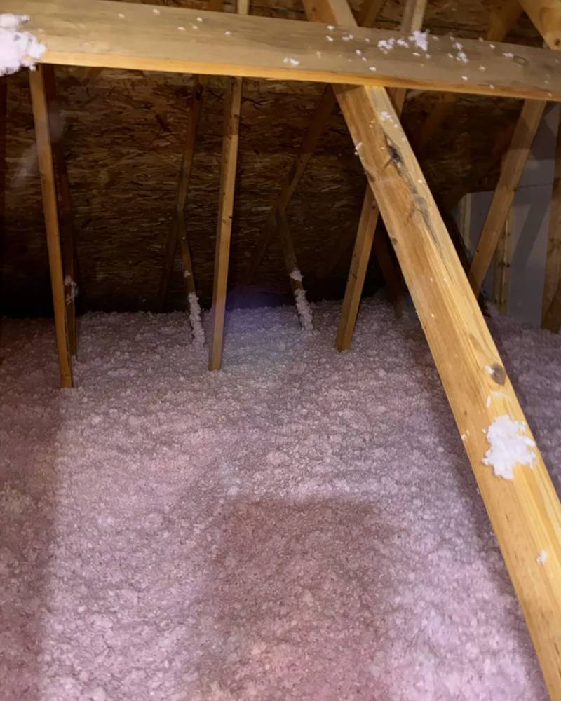Blown In Fiberglass insulation in attic